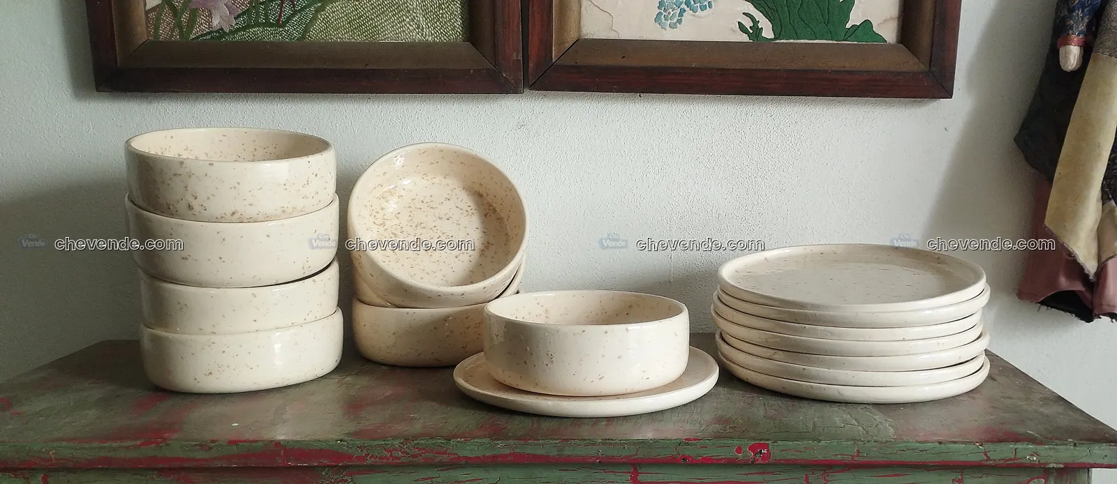 Set de vajilla de cerámica artesanal plato y bowl