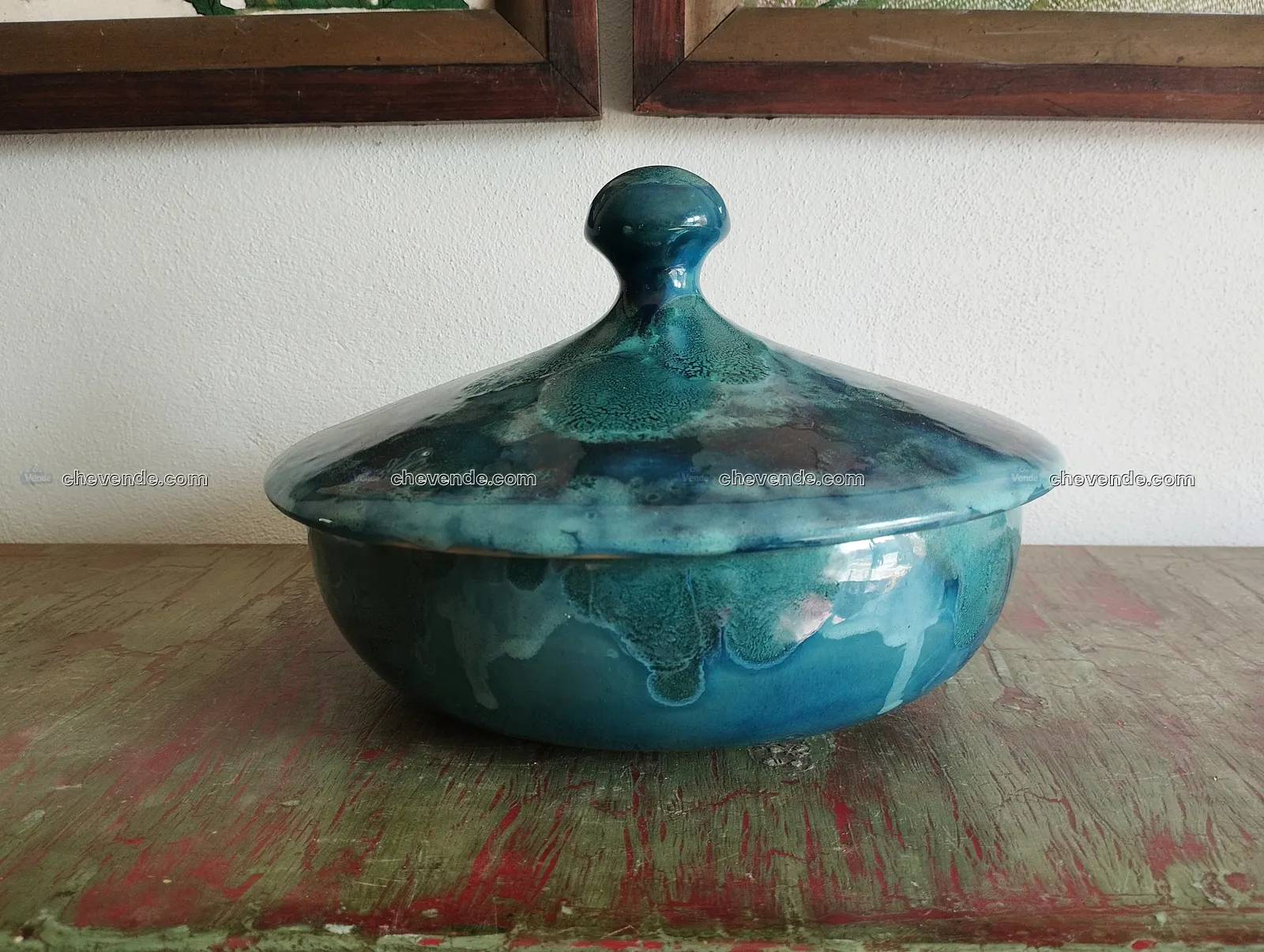 Cazuela con tapa de cerámica artesanal